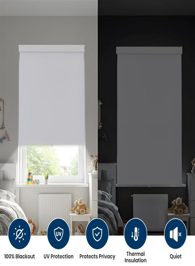 Dephora Blackout Cordless Roller Shades Blinds for Windows,Free-Stop Window Shades Pull Down,Blackout Blinds for Indoor Windows,Home,Office,Thermal Insulated Fabric, UV Protection,White,26" W x 72" H - Image 2